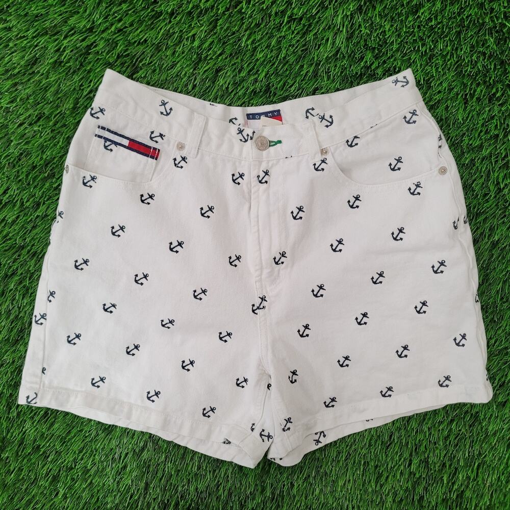 Tommy Hilfiger High-Rise Anchor Shorts Womens 5/6 28x4 White